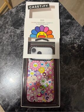 Casetify Pink Multicolor Takashi Murakami Flower Pattern iPhone Case